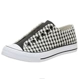 Zinc Womens Gingham Sneaker,Black,7 M