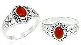 Oval Cut Carnelian Bead Bali Ring Sterling Silver Size 9