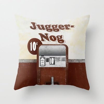 Cotton square pillow 45cm x 45cm One side side zipper Jugger-nog by SKArtStore