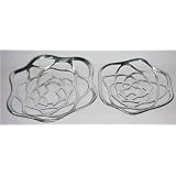 Homescapes - Decorative Silver Bowl / Dish - Set of Two Florals - 41.5 cm (16 in) and 50.5 cm (20 in) - 100% Aluminium- 100% Aluminium - Shiny Polished Silver Antique Finish - Large Bowlsby Homescapes