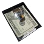 Genuine Black Credit Card Slot Leather Metal Money Clip