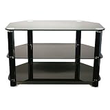 Kaspian 900 Black Glass Tv Stand For Tvs Of Up To 37 42 Lcd Plasma Tvs With Overhang With 3 Toughened Glass Shelves