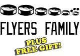 8.5" x 3.5" Flyers Hockey Family Vinyl Sticker Decal [Die-cut, Rocket Rainbow] + with Free Hockey Pencil