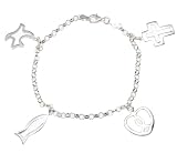 Italian Sterling Silver Christian Faith Religious Theme Charm Bracelet