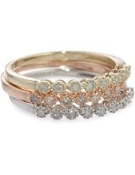 10k Multi-Colored Gold Diamond Stack Ring (1/4 cttw, H-I Color, I3 Clarity), Set of 3