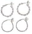 Italian Sterling Silver Diamond Cut Twist Style Earring Set