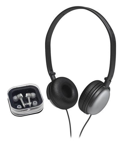 Coby CV140SVR Jammerz Ultra 2-In-One Combo DJ Style Stereo Headphones and Earphones (Silver)