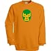 Wrestling Mask Unisex Crew Neck Sweatshirt, Pumpkin Orange, M