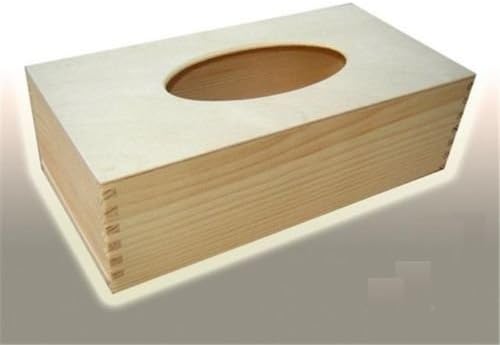 Large Plain Wood / Wooden Tissue Box for Craft by Decocraft