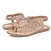 Fullkang Elegant Women Summer Bohemia Flower Beads Flip-flop Shoes Flat Sandals