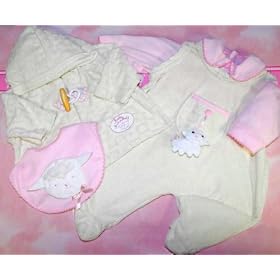 BABY ANNABELL romper suit white/pink bib shirt toy lamb
