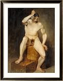 A Seated Male Nude Styles Framed Art Poster Print by Hans Von Staschiripka Canon, 35x45