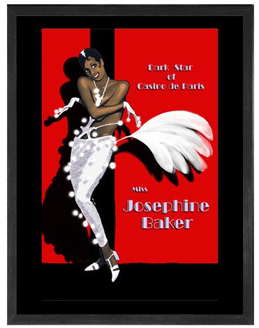 Art Deco Poster Josephine Baker African-american Jazz Star Casino De Paris By Clifford Faust Framed and Matted (17.5 X 21.5
