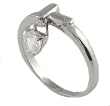 Sterling Silver Heart Dangle Charm CZ Ring