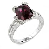 14K WG Cushion Cut Rubellite & Diamond Ring