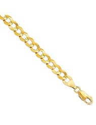 30" 10K Yellow Gold 7.0mm (2/7") Polished Diamond Cut Comfort Curb Chain w/ Lobster Clasp