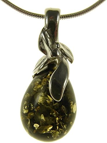 BALTIC AMBER AND STERLING SILVER 925 DESIGNER GREEN PENDANT JEWELLERY JEWELRY (NO CHAIN)