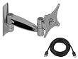 Pyle Great Articulating Wall Mount & Cable Package for Home/Office/Schools/Public -- PSWLB372 Articulating Wall Mount for 10" to 24" Displays (Silver) + PHDM3 3Ft. High Definition HDMI Cable.