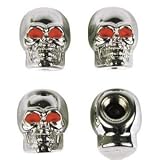 3D Red Eyed Skull Heads Car Truck SUV Motorcycle Bike Tire Valve Caps - 4PC 