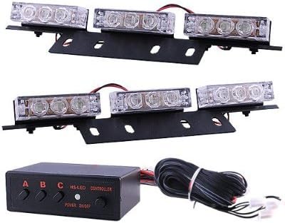 NadoTuning 18 x Ultra Bright Blue and Red LED Emergency Warning Use Flashing Strobe Lights Bar For Windshield Dash Grilles Bar For Windshield Dash Grille