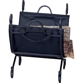 Hammered Crock Black Log Holder With Canvas Carrier by UniFlame