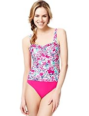 Tummy Control Ruched Meadow Print Swimsuit