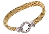 14K Yellow Gold Popcorn Link Bracelet with Diamond Circle Clasp