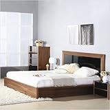 IMAGE OF Bundle-61 Stark Platform Bed with High Gloss Black Insert in Walnut Size: Queen
