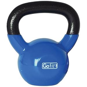 GoFit 20-Pound Blue Kettlebell with Vinyl Coating, Iron Core Training DVD and Exercise Booklet