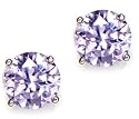 STERLING SILVER 6MM ROUND LAVENDER CZ STUD EARRINGS