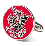 Chinese Dragon Red Black Cufflinks Cuff Links