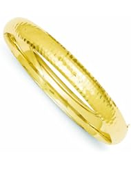 14K Gold 5/16 Hammered Fancy Hinged Bangle Bracelet