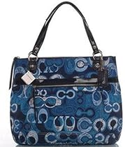 Hot Sale Coach Limited Edition Poppy Glam Shopper Bag Purse Tote 19881 Denim Blue