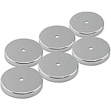 Master Magnetics RB50CX6 Round Base Magnet Fastener with 0.197" Center Hole Chrome Plate, 2.04" Diameter, 0.302" Thick, 35 Pounds, Silver (Pack of 6)