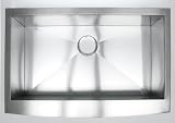 30 Inch Stainless Steel Curved Front Farm Apron Single Bowl Kitchen Sink Zero Radius Design