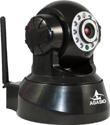 Agasio A500W BLACK Wireless IP Camera with IR-Cut Off Filter for TRUE COLOR Images (Not Washed Out), Auto-Iris (Auto-Brightness Adjustment), I/O Alarm Linkages, 26ft Nightvision, 3.6mm lens (90° Viewing Angle), Synology & Blue Iris Compatible