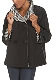 Jones New York Women's Reversible Houndstooth, Double Breasted Jacket, Black/Houndstooth, Large