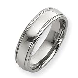 Tungsten Wedding Bands Grooved 7mm Polished Finish Comfort Fit (Size 8) Tungsten Wedding Bands Grooved 7mm Polished Finish Comfort Fit (Size 8)