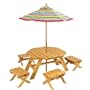 KidKraft Octagon Table & 4 Stools and Multi-Striped Umbrella
