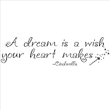 (NEW) A Dream Is A Wish Your Heart Makes wall sayings vinyl lettering art quote sticker decal