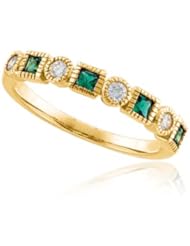 Emerald and Diamond Ring in 14k Gold