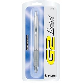 Pilot G2 Limited Fine Point Black Gel Ink Pen, Retractable Gel Roller, Silver Metallic Barrel, 31153