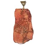 Fossil Pendant 05 Stone Pink Coral Slab Gold Sterling Silver Natural Statement Big 4