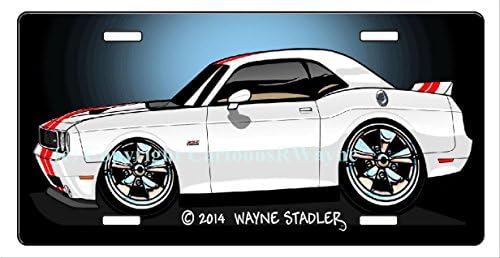 Custom Car Art License Plate New Style Dodge Challenger SRT 8 White
