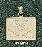 Univ Of Virginia "V" W/Sabres Sterling Silver Charm/Pendant