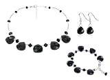 Black Tear Drop Swarovski Crystal Sterling Silver Bracelet Earrings 16 18 20 22 24 Necklace Jewelry Set
