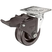 RWM Casters 46 Series Plate Caster, Swivel with Face Contact Steel Total Lock Brake & Lock, Urethane on Polypropylene Wheel