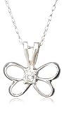 14k White or Yellow Gold Diamond Butterfly Pendant (.015 cttw, J Color, I2 Clarity), 18