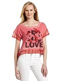 Awake Couture Women's Mickey and Minnie Love with Beads Tee, Florida Coral, Small