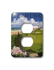 lsp_163575_6 Florene Vintage Travel Posters - Image of Vintage Bermuda golf course and ocean - Light Switch Covers - 2 plug outlet cover